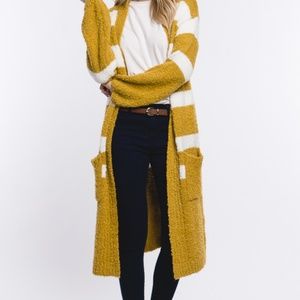 Elongated Striped Cardigan